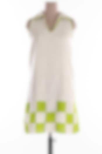 White & Green Checkered Tunic by Wendell Rodricks