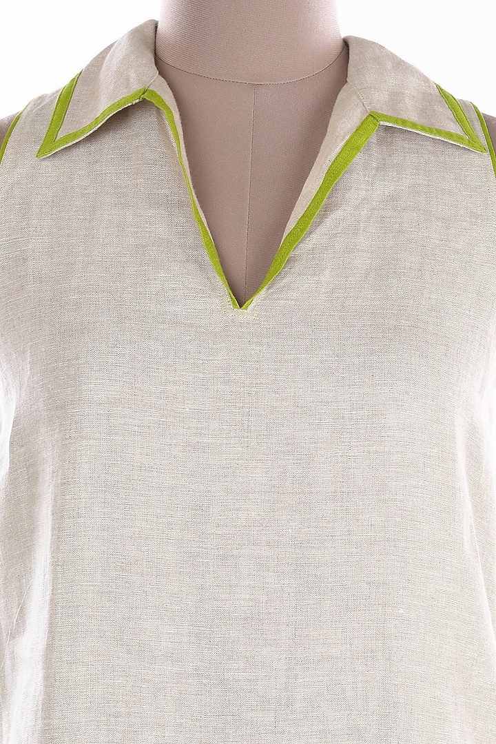 White & Green Checkered Tunic by Wendell Rodricks at Pernia's Pop Up Shop