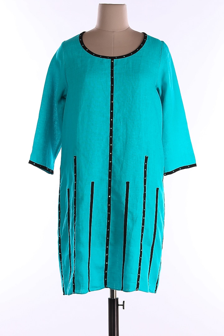 Sky Blue Linen Tunic by Wendell Rodricks at Pernia's Pop Up Shop