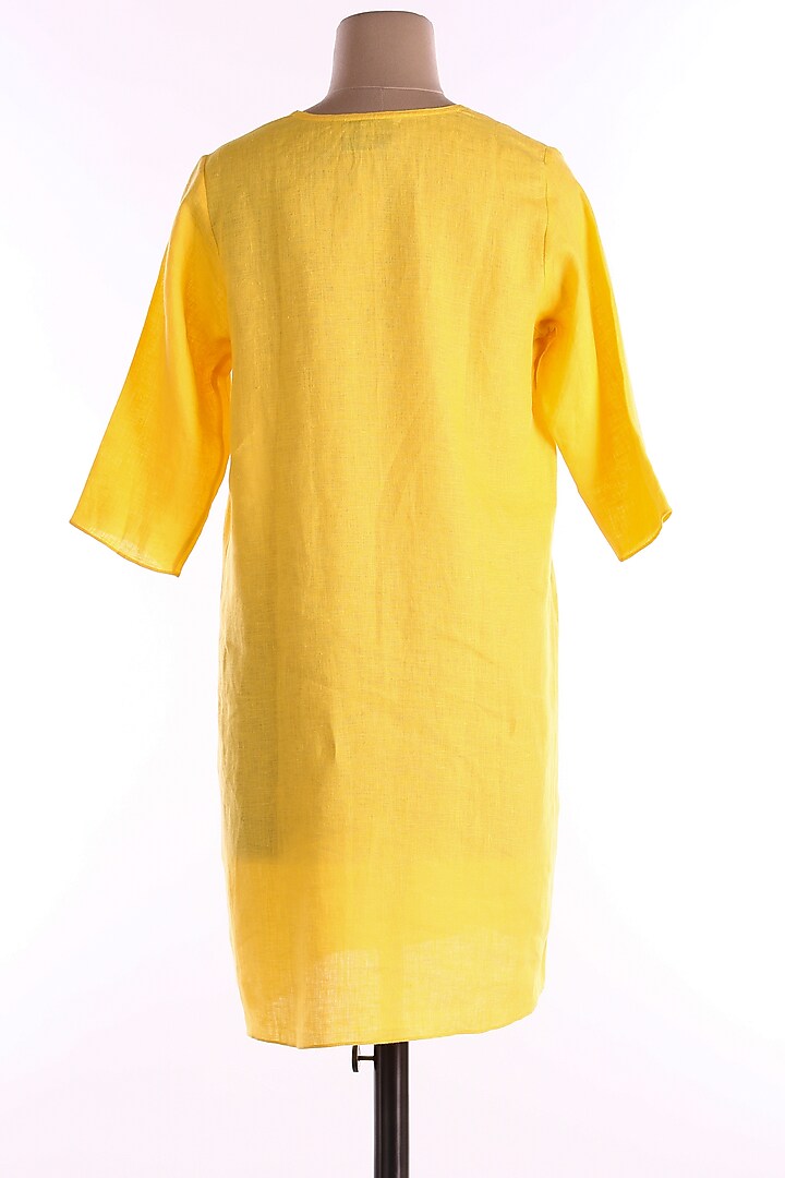 Yellow Embroidered Tunic by Wendell Rodricks at Pernia's Pop Up Shop