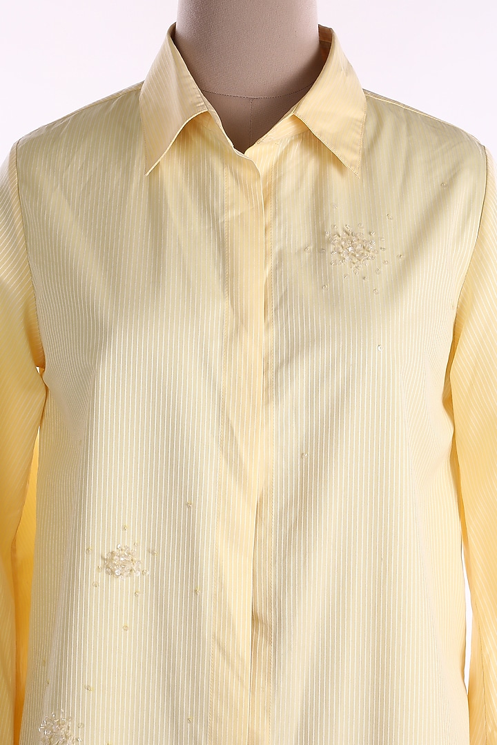 Yellow Linen Long Shirt by Wendell Rodricks at Pernia's Pop Up Shop