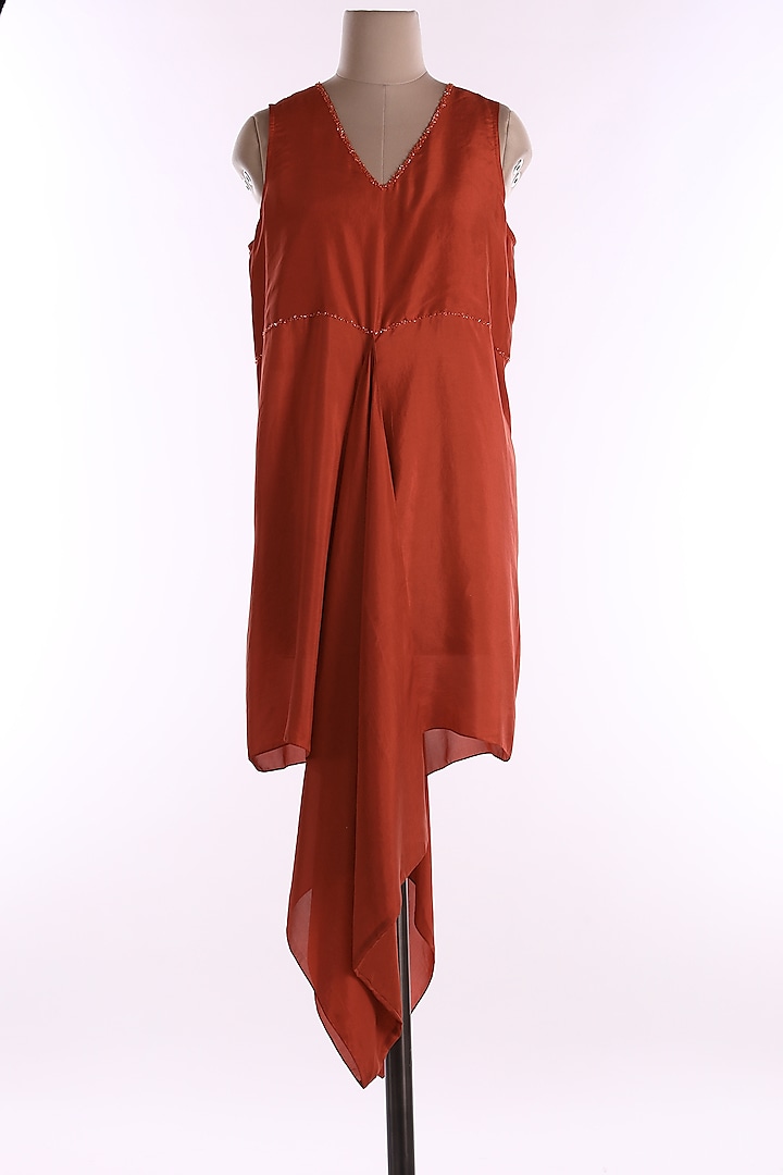 Red Linen Dress by Wendell Rodricks