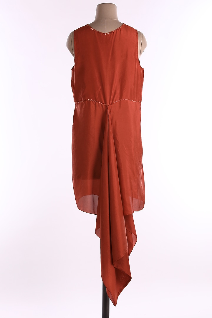 Red Linen Vacation Dress by Wendell Rodricks at Pernia's Pop Up Shop