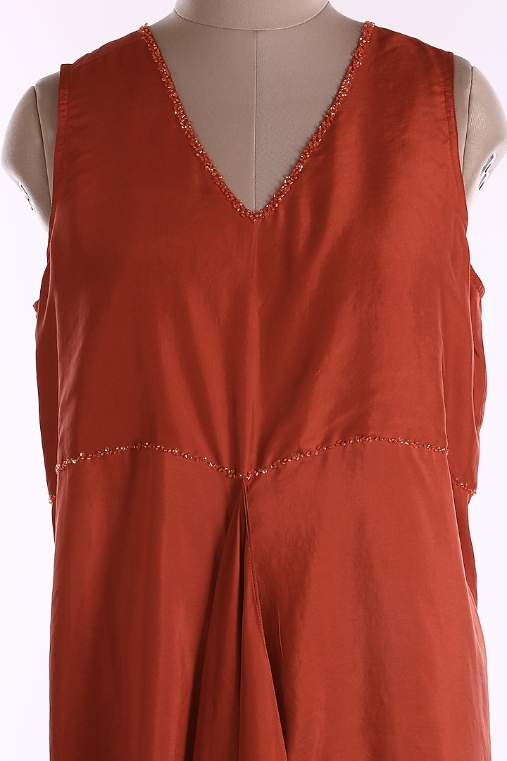 Red Linen Vacation Dress by Wendell Rodricks at Pernia's Pop Up Shop