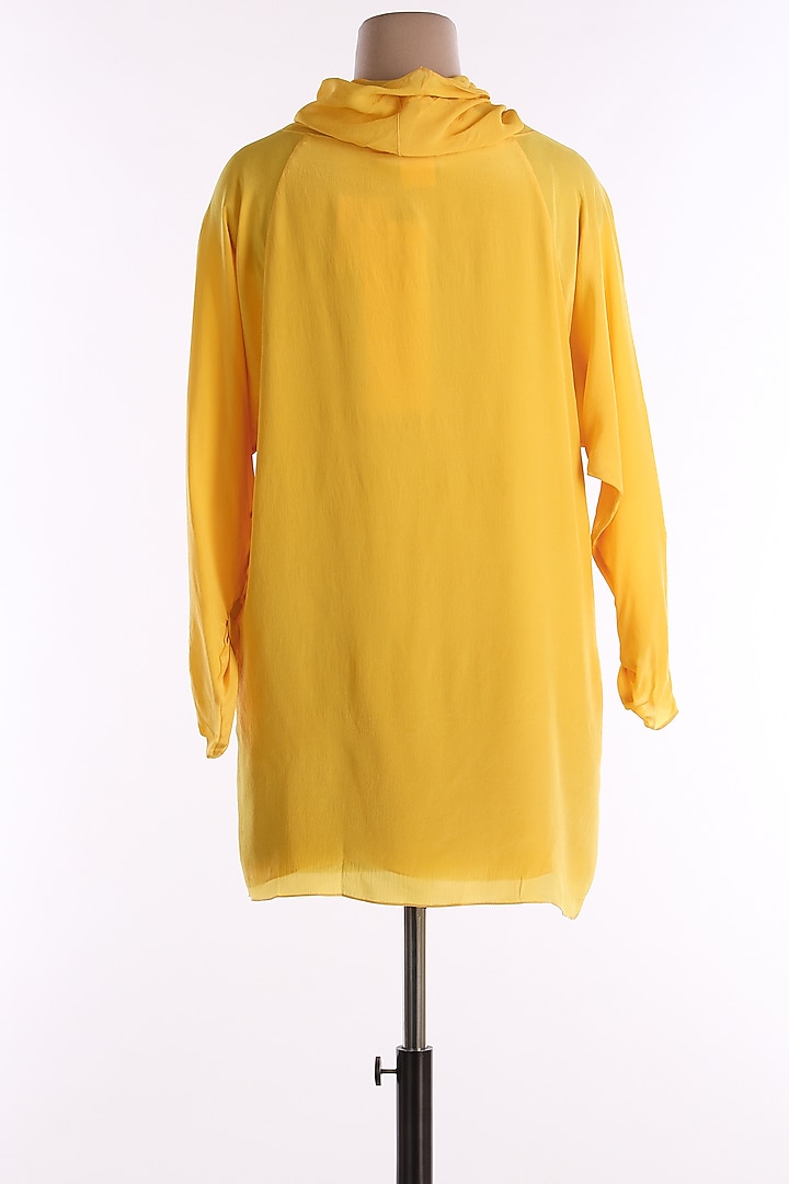 Yellow Cowl Neck Tunic by Wendell Rodricks at Pernia's Pop Up Shop