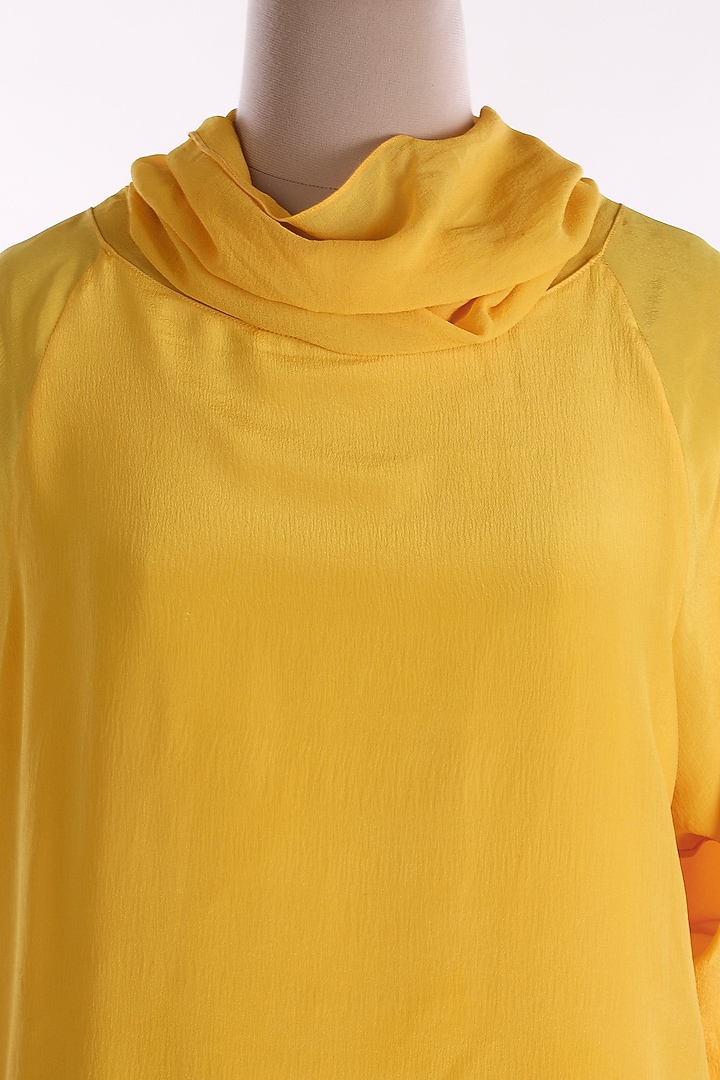 Yellow Cowl Neck Tunic by Wendell Rodricks at Pernia's Pop Up Shop