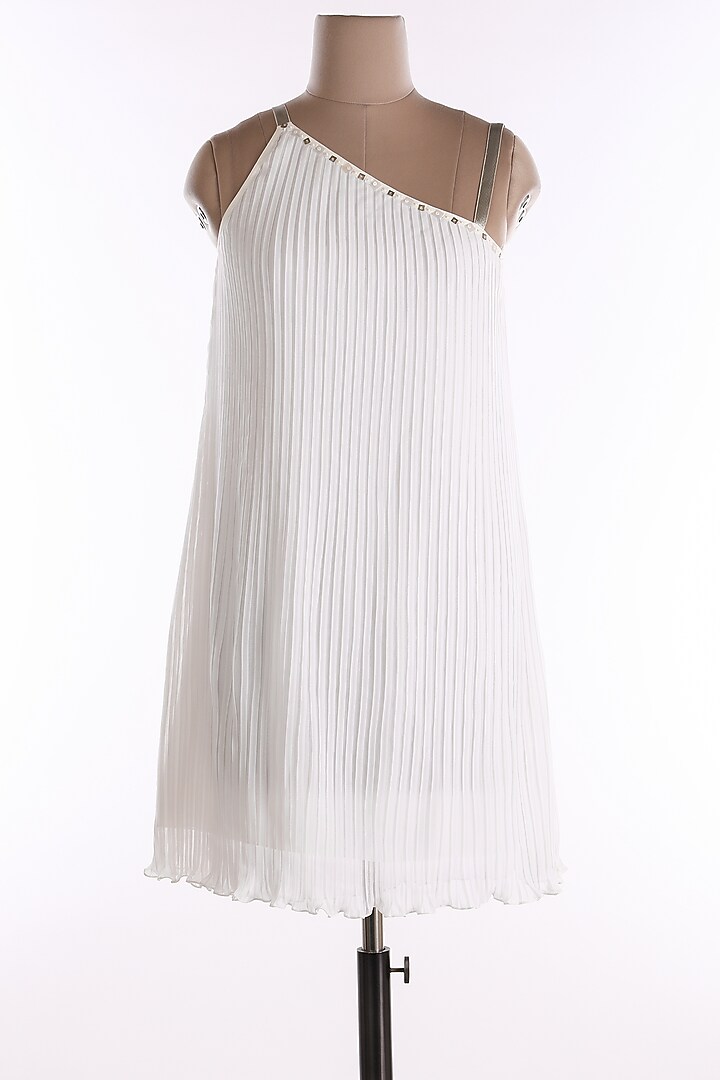 White One Shoulder Summer Dress by Wendell Rodricks at Pernia's Pop Up Shop