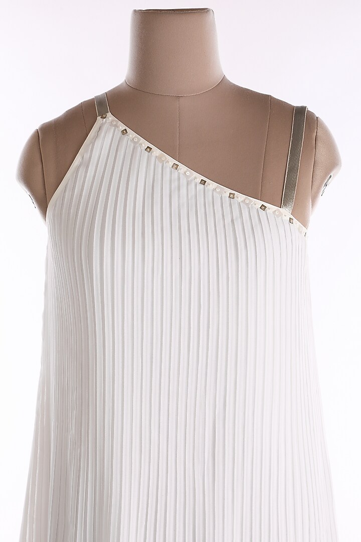 White One Shoulder Summer Dress by Wendell Rodricks at Pernia's Pop Up Shop