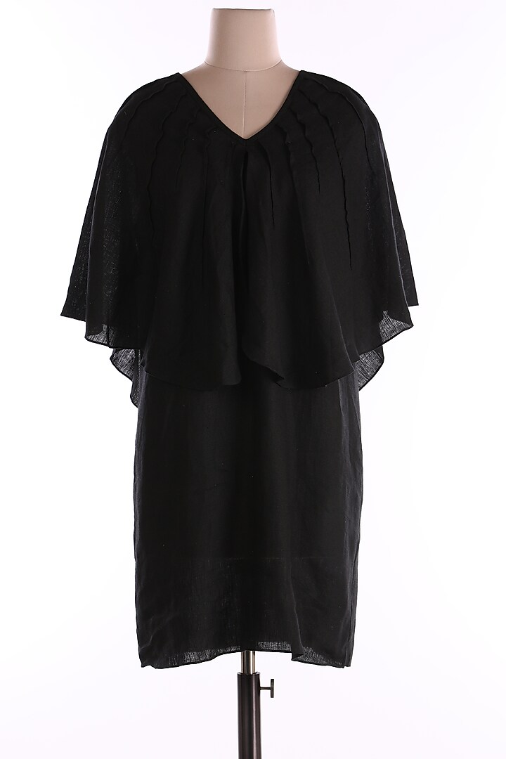 Black V-Neck Summer Dress by Wendell Rodricks at Pernia's Pop Up Shop