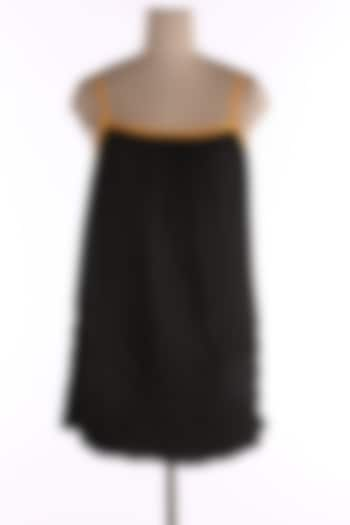 Black Sleeveless Pleated Top by Wendell Rodricks at Pernia's Pop Up Shop