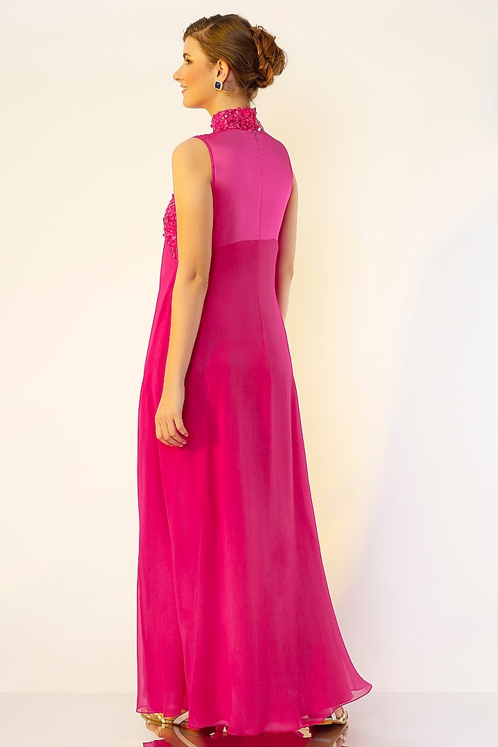 Fuchsia Hand Embroidered Gown by Wendell Rodricks at Pernia's Pop Up Shop