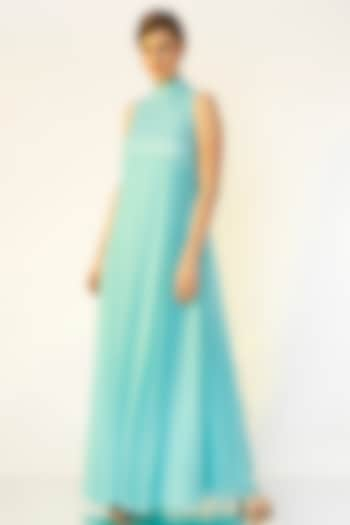 Sea-Green Hand Embroidered Gown by Wendell Rodricks at Pernia's Pop Up Shop