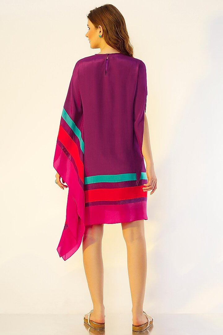 Purple Kaftan with Colour-Blocked Hem by Wendell Rodricks at Pernia's Pop Up Shop