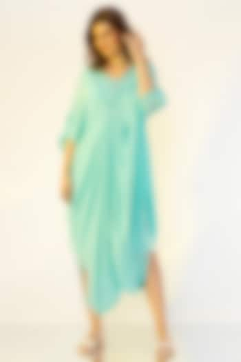 Sea-Green Pleated Kaftan by Wendell Rodricks at Pernia's Pop Up Shop