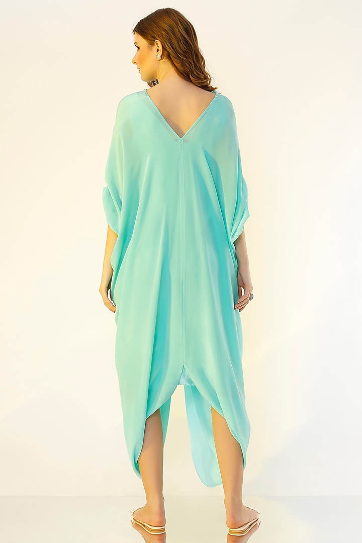 Sea-Green Pleated Kaftan by Wendell Rodricks at Pernia's Pop Up Shop
