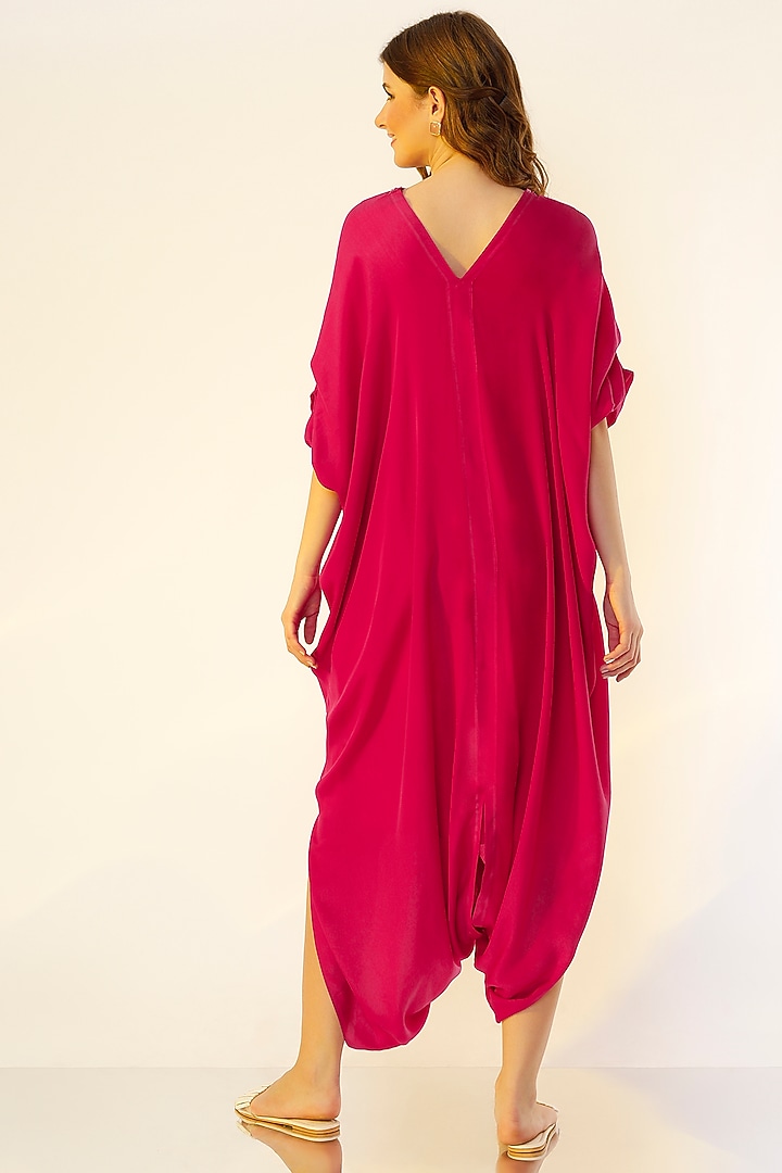Fuchsia Pleated Kaftan by Wendell Rodricks at Pernia's Pop Up Shop