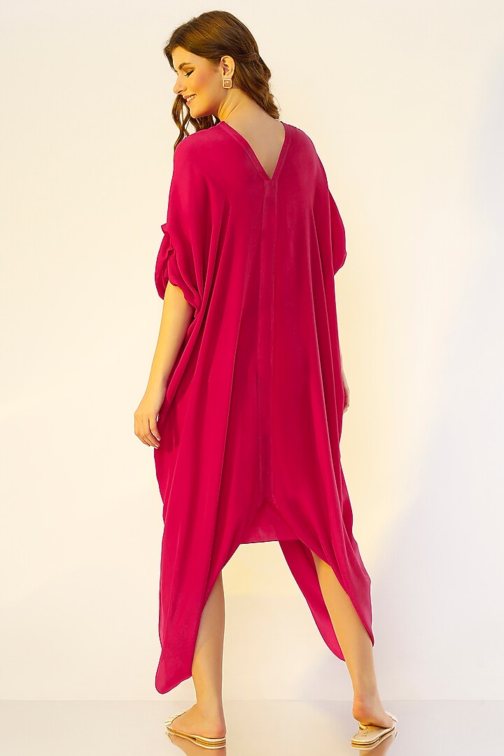 Fuchsia Pleated Kaftan by Wendell Rodricks at Pernia's Pop Up Shop