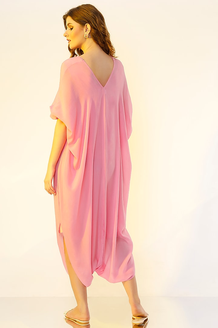 Pink Pleated Kaftan by Wendell Rodricks at Pernia's Pop Up Shop