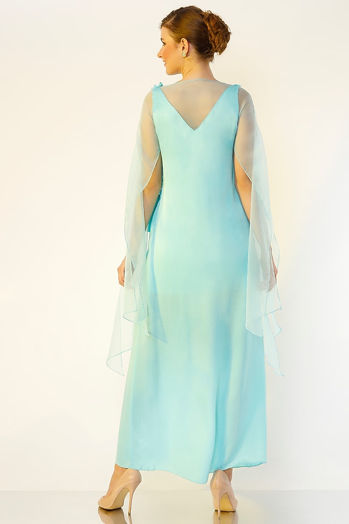 Powder Blue Hand Embroidered Gown by Wendell Rodricks at Pernia's Pop Up Shop