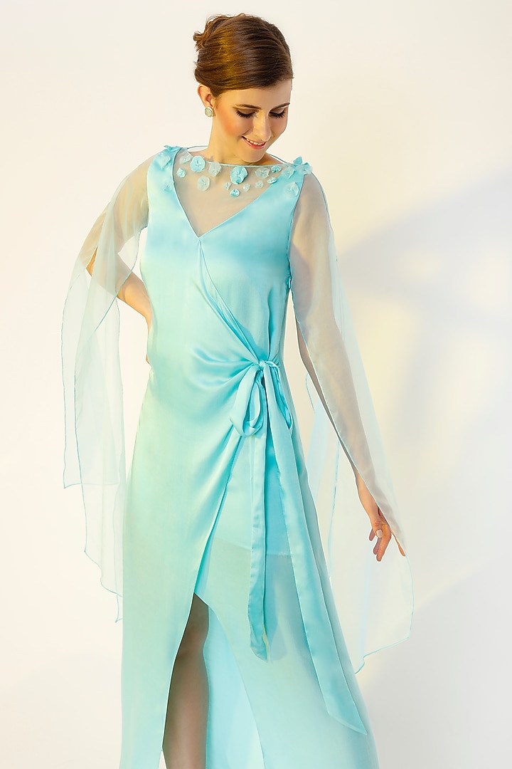 Powder Blue Hand Embroidered Gown by Wendell Rodricks at Pernia's Pop Up Shop