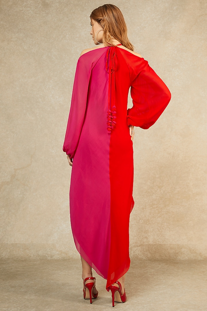 Magenta & Red Flame Cascade Summer Dress by Wendell Rodricks at Pernia's Pop Up Shop