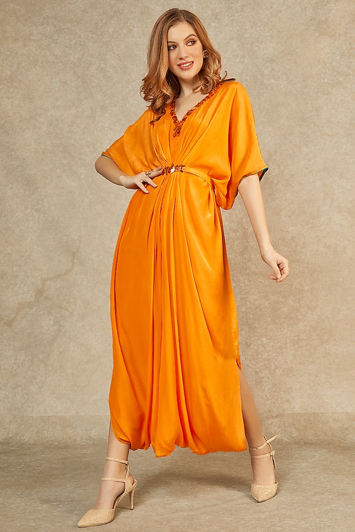 Flame Orange Jumpsuit by Wendell Rodricks at Pernia's Pop Up Shop