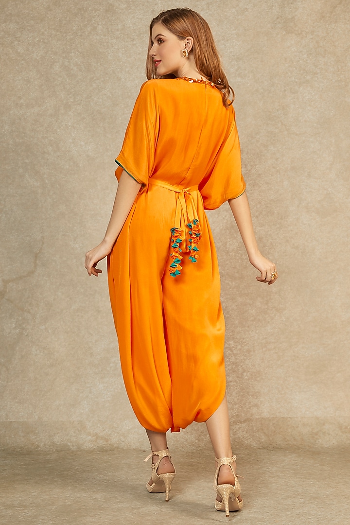 Flame Orange Jumpsuit by Wendell Rodricks at Pernia's Pop Up Shop