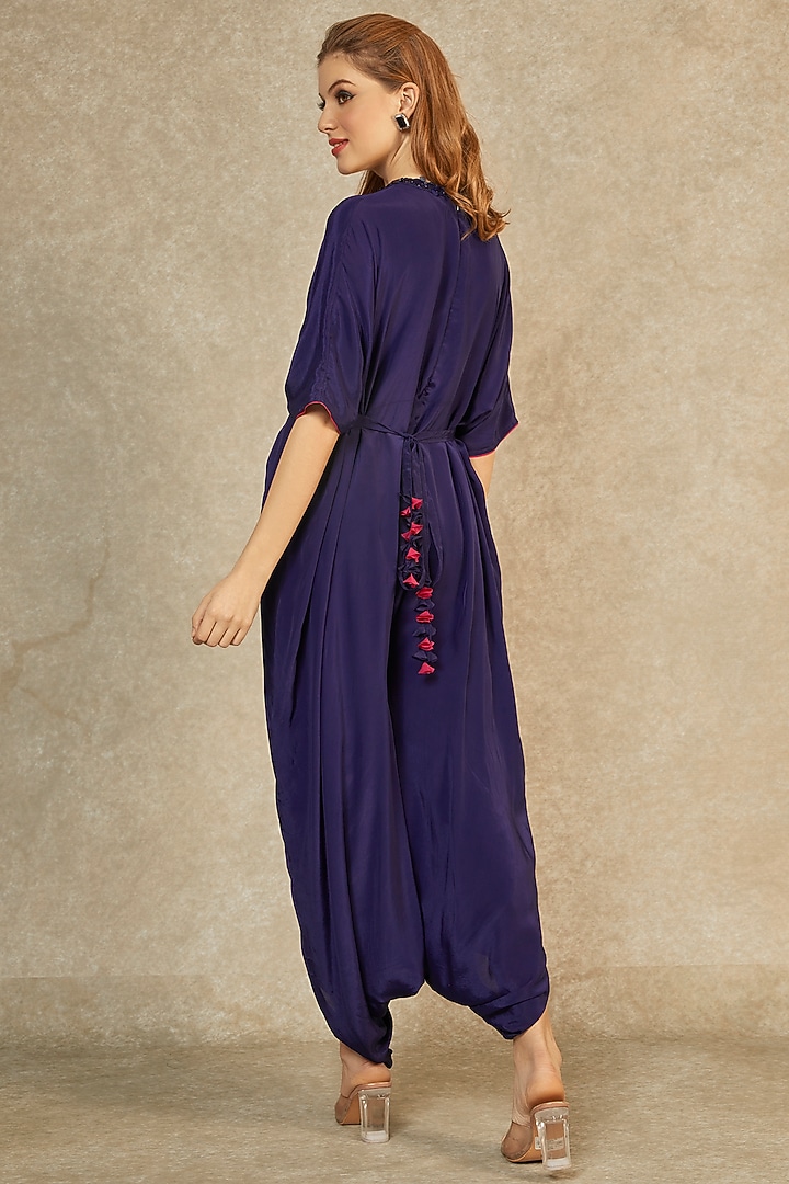 Midnight Blue Jumpsuit by Wendell Rodricks at Pernia's Pop Up Shop