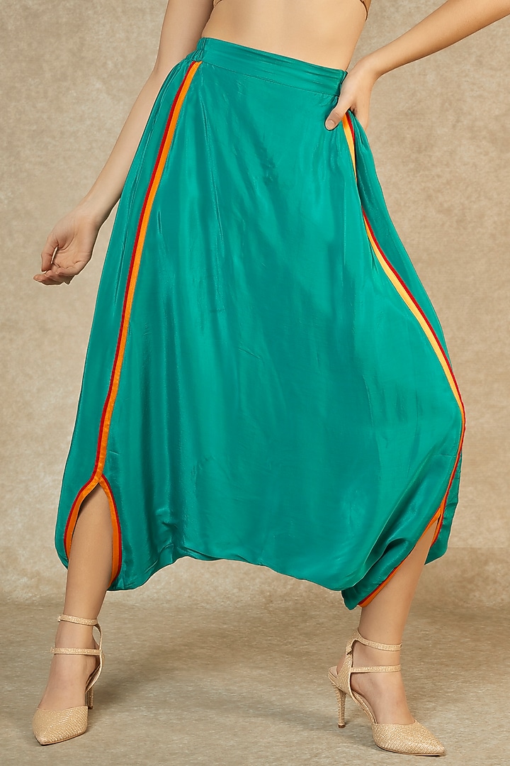 Cyan Overlay Shirt & Drop Crotch Pants by Wendell Rodricks at Pernia's Pop Up Shop