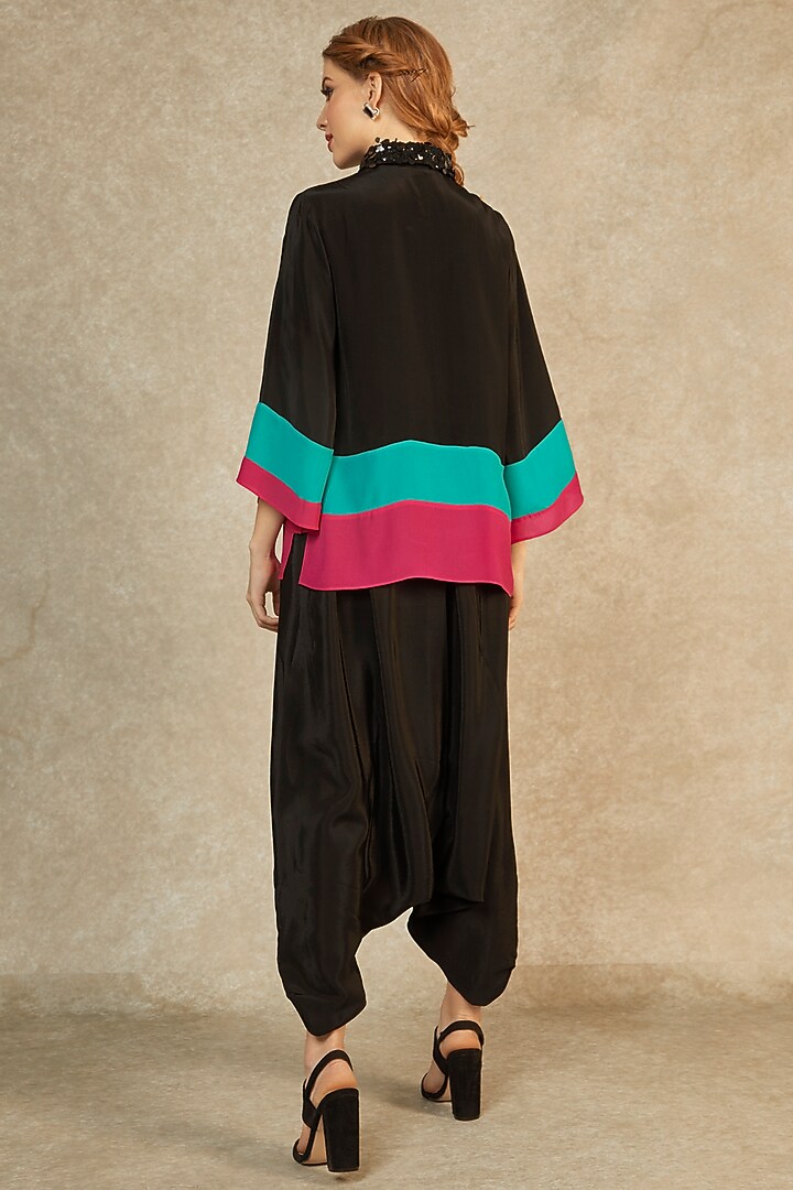 Black Short Tunic & Drop Crotch Pants by Wendell Rodricks at Pernia's Pop Up Shop