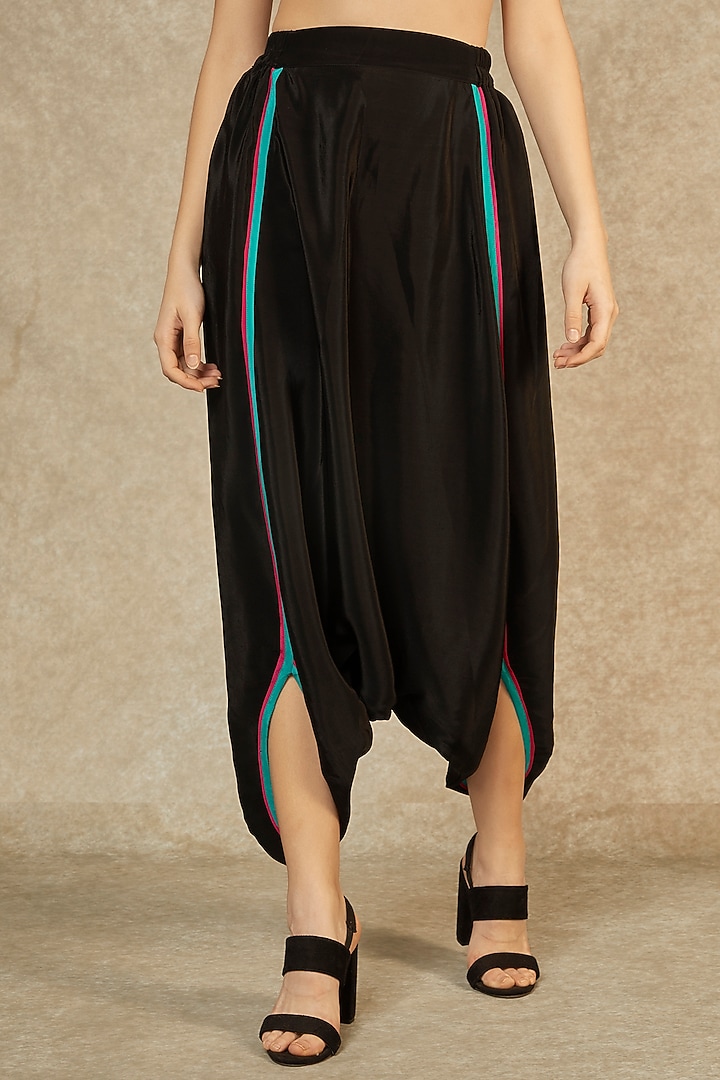 Black Short Tunic & Drop Crotch Pants by Wendell Rodricks at Pernia's Pop Up Shop
