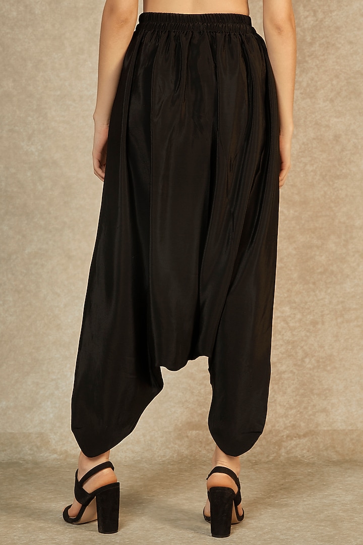 Black Short Tunic & Drop Crotch Pants by Wendell Rodricks at Pernia's Pop Up Shop