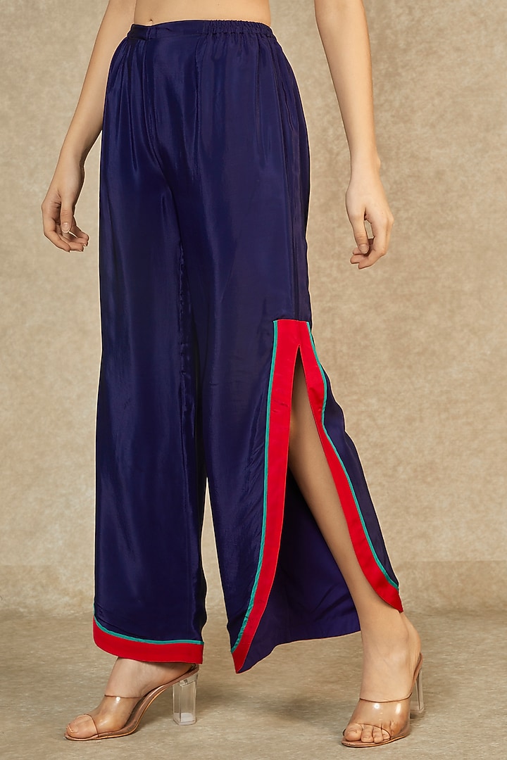Midnight Blue Long Tunic & Petal Pants by Wendell Rodricks at Pernia's Pop Up Shop