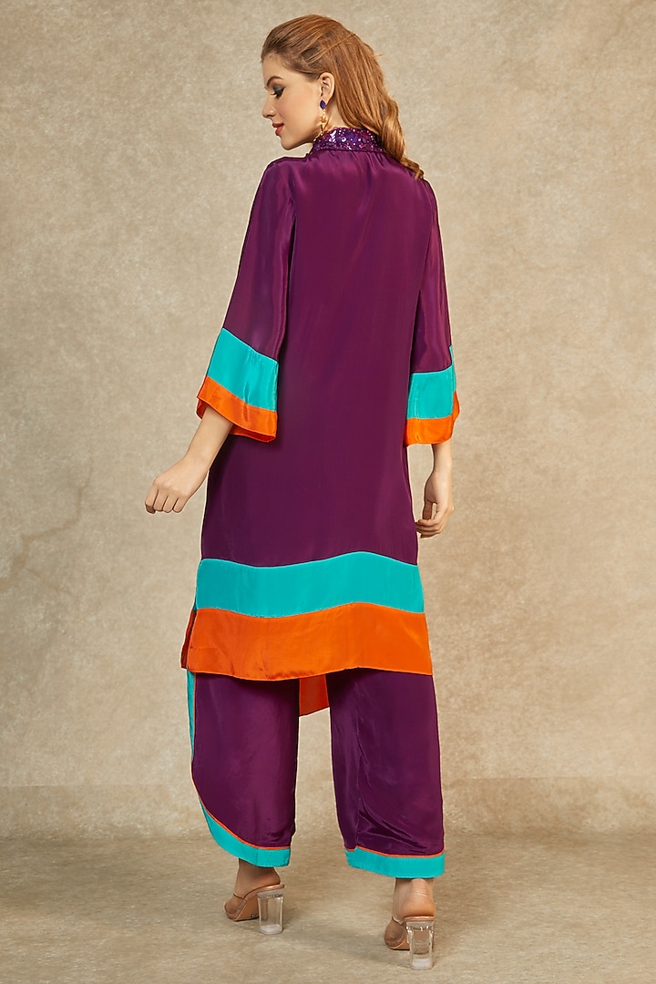 Purple Long Tunic & Drop Crotch Petal Pants by Wendell Rodricks at Pernia's Pop Up Shop
