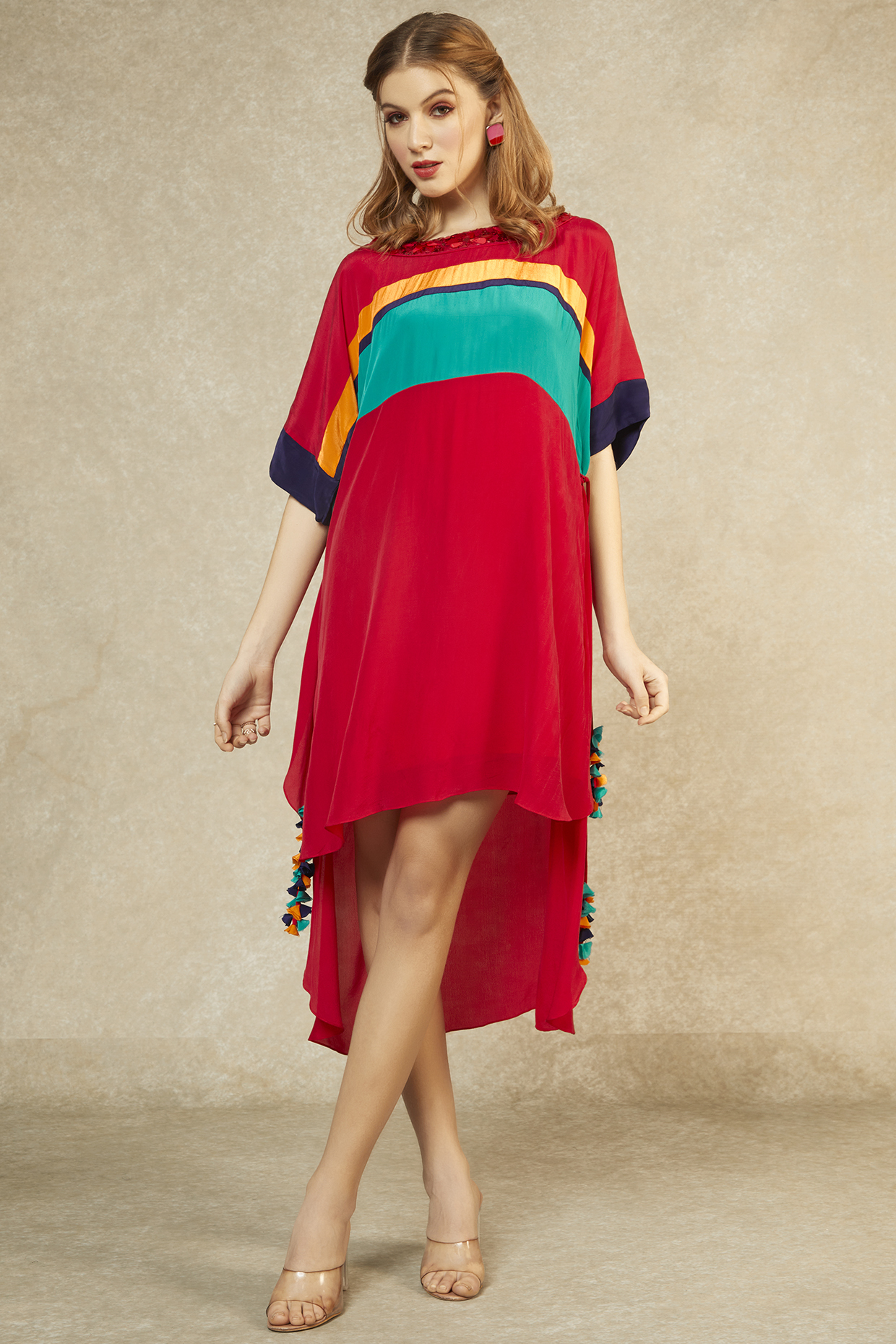 Ruby Hi-Low Kaftan by Wendell Rodricks at Pernia's Pop Up Shop