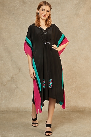 Black Short Kaftan by Wendell Rodricks