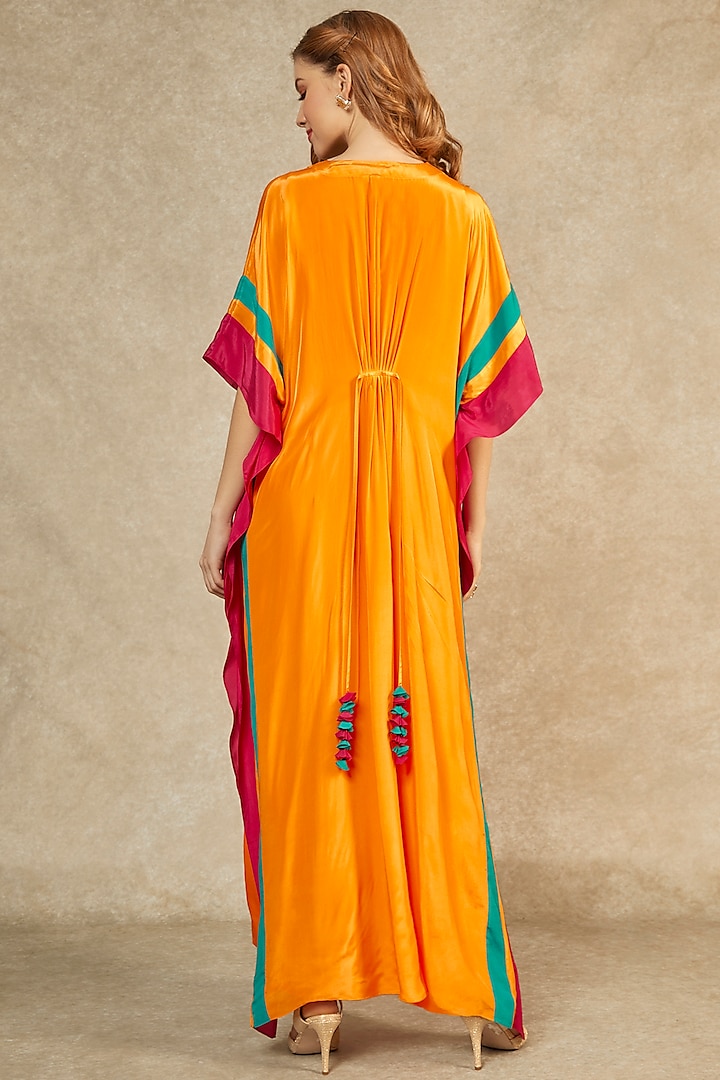 Flame Orange Long Kaftan by Wendell Rodricks at Pernia's Pop Up Shop