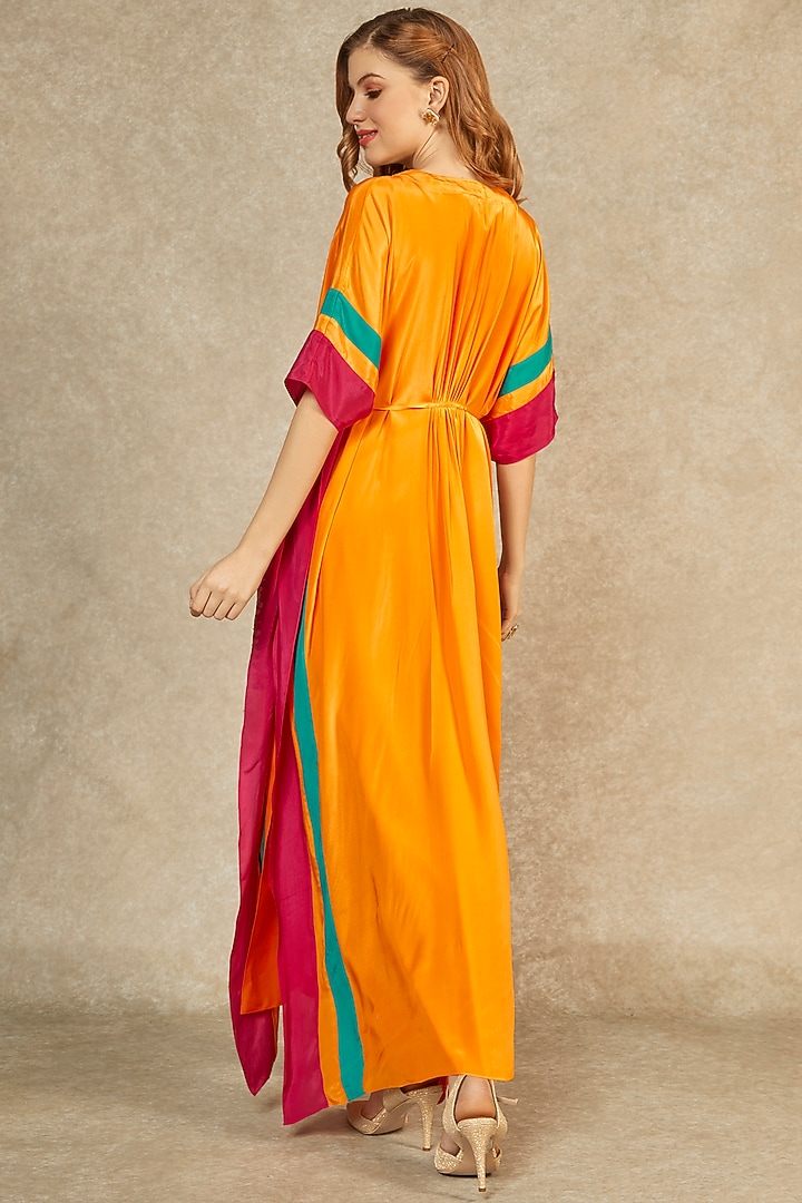 Flame Orange Long Kaftan by Wendell Rodricks at Pernia's Pop Up Shop