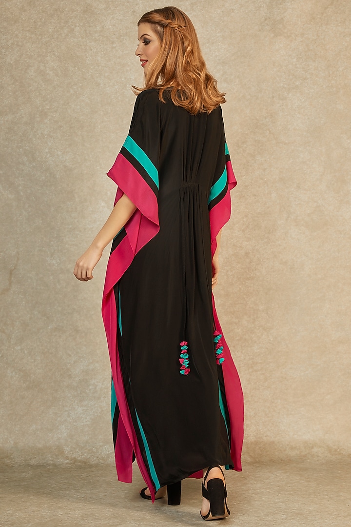 Black Long Kaftan by Wendell Rodricks at Pernia's Pop Up Shop