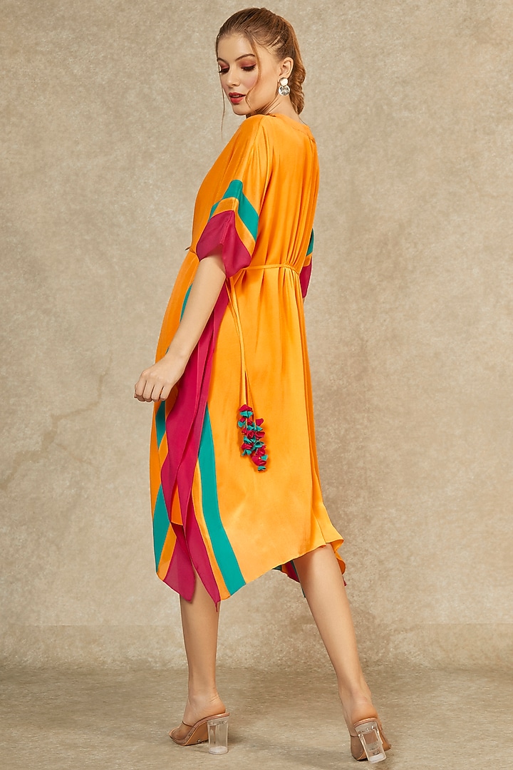 Flame Orange Short Kaftan by Wendell Rodricks at Pernia's Pop Up Shop