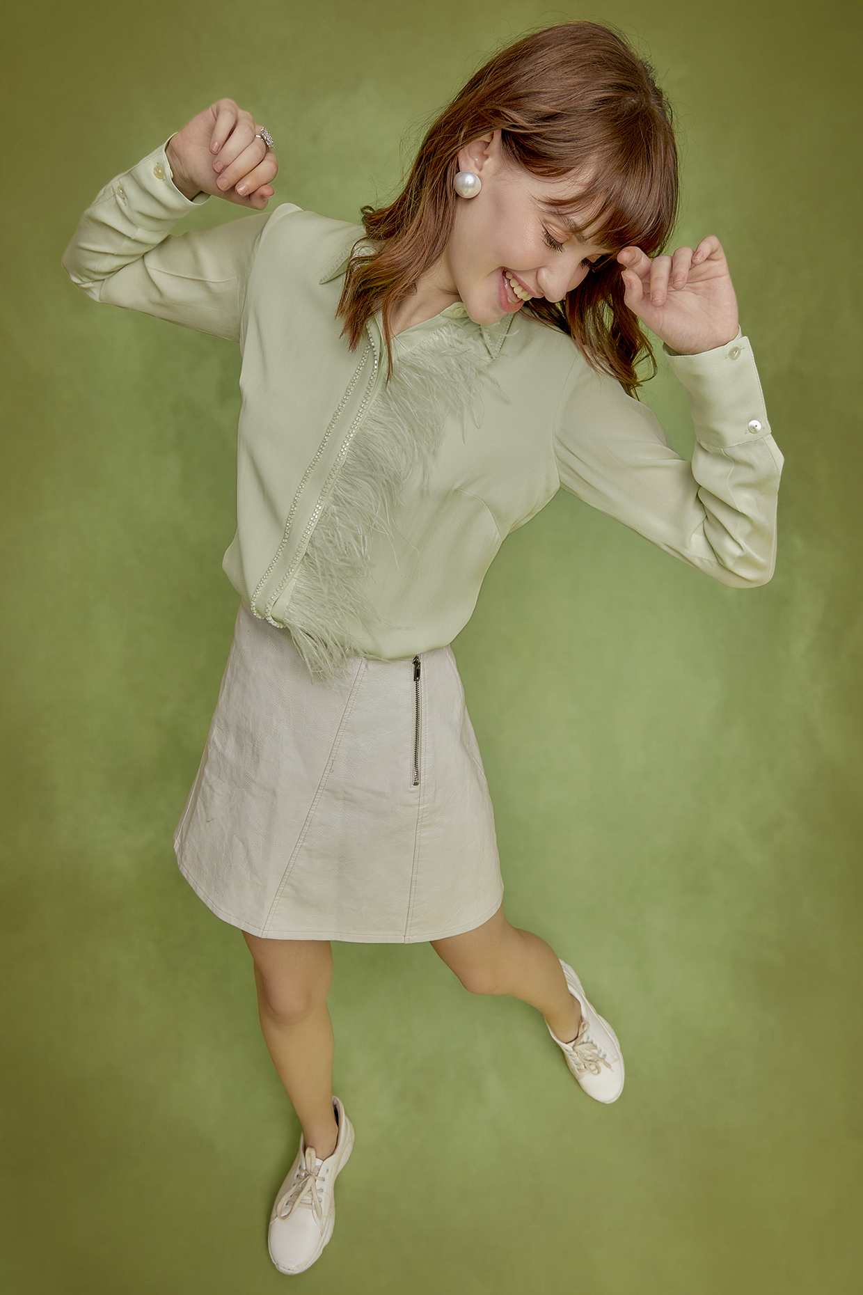 Light Green Double Georgette Embroidered Shirt by Wendell Rodricks