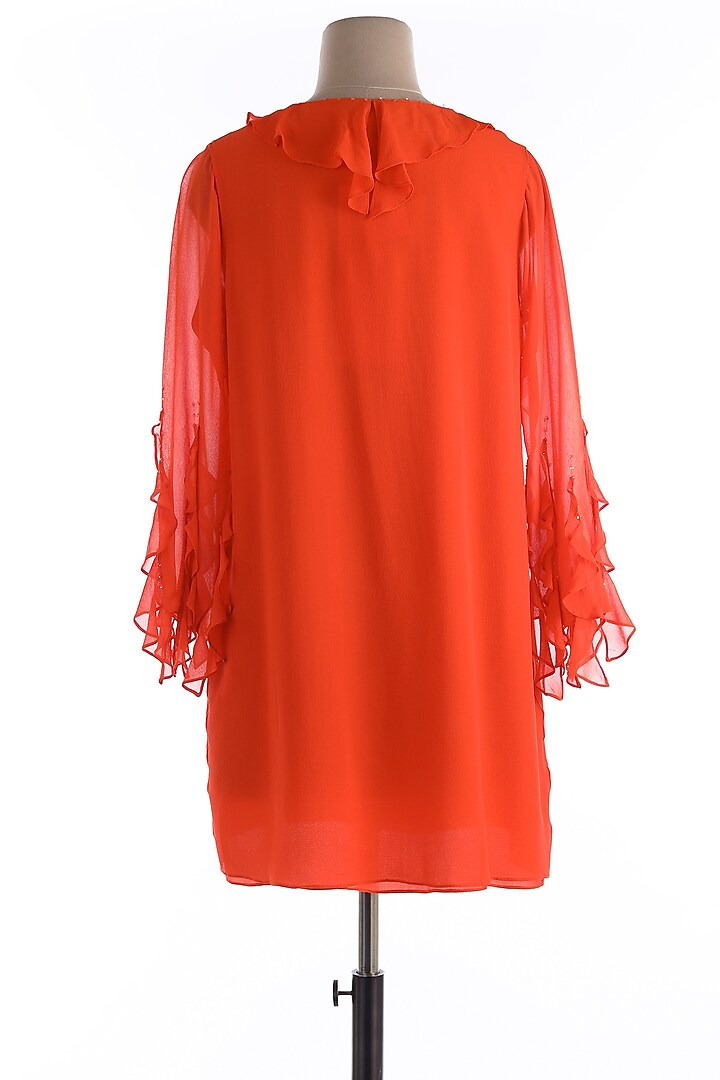 Orange Silk Georgette Summer Dress by Wendell Rodricks at Pernia's Pop Up Shop