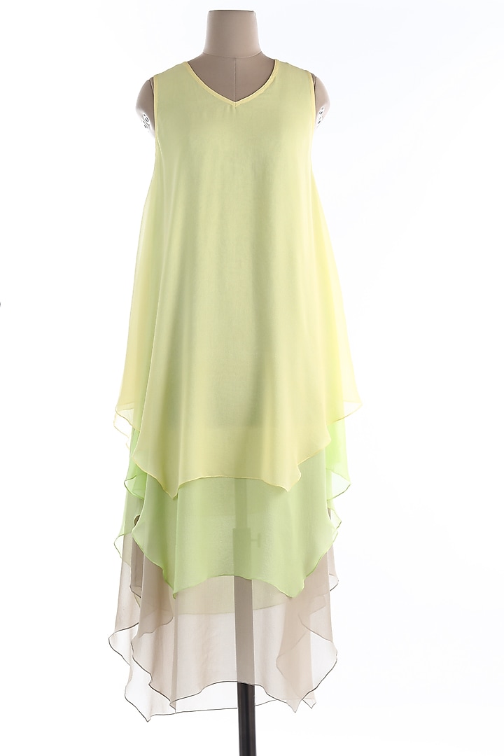 Mint Green Silk Georgette Dress by Wendell Rodricks at Pernia's Pop Up Shop