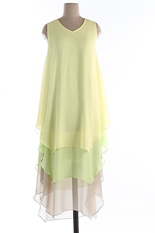 Mint Green Silk Georgette Dress by Wendell Rodricks