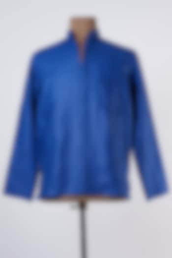 Blue Linen Shirt by Wendell Rodricks Men