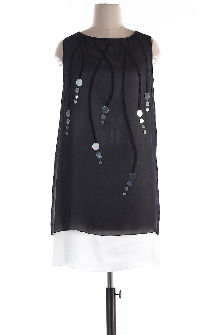 Black Silk Satin Dress by Wendell Rodricks