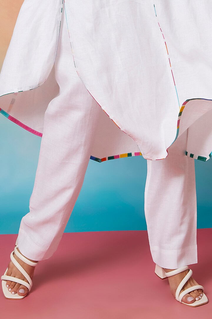 White Linen Straight Pants by Wendell Rodricks at Pernia's Pop Up Shop