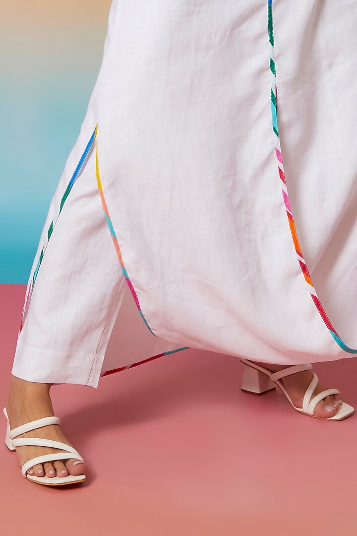 White Linen Straight Pants by Wendell Rodricks at Pernia's Pop Up Shop