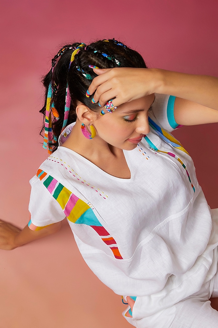 White Linen Kimono Oversize Top by Wendell Rodricks at Pernia's Pop Up Shop