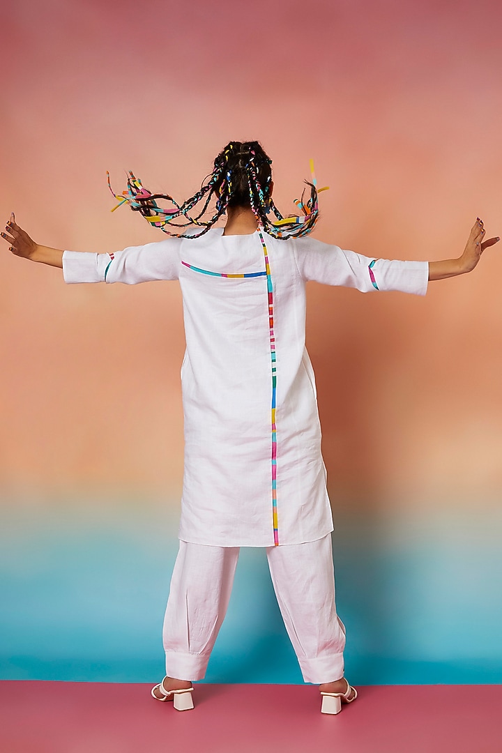 White Patch Tunic & Bottom Pleated Jogger by Wendell Rodricks at Pernia's Pop Up Shop
